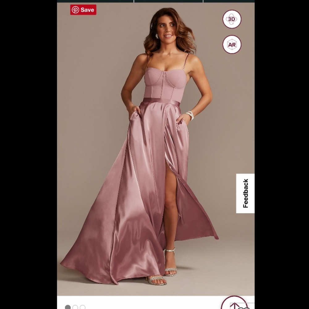 Crepe Corset Bridesmaid Dress with Charmeuse Skirt in Quartz